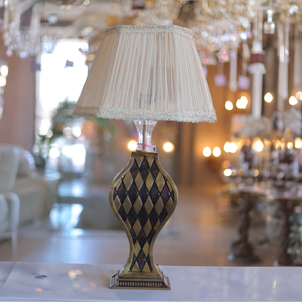 Table Lamp, 1 Lights, Ceramic Brown - أباجورة، 1 لمبة، سيراميك بني